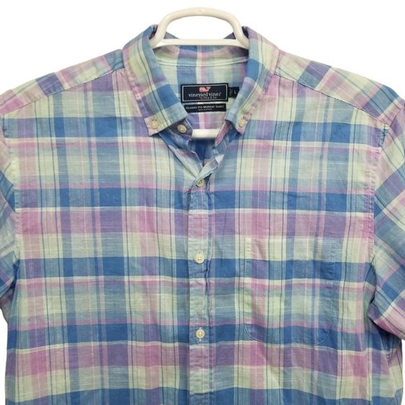 Vineyard Vines Classic Fit Murray Shirt Mens L Short Sleeve Button Down Plaid - Picture 2 of 6